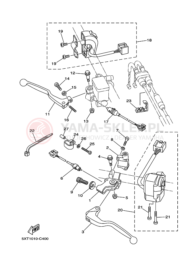 Schemat "Kierownica i osprzęt" do Yamaha XG250 TRICKER