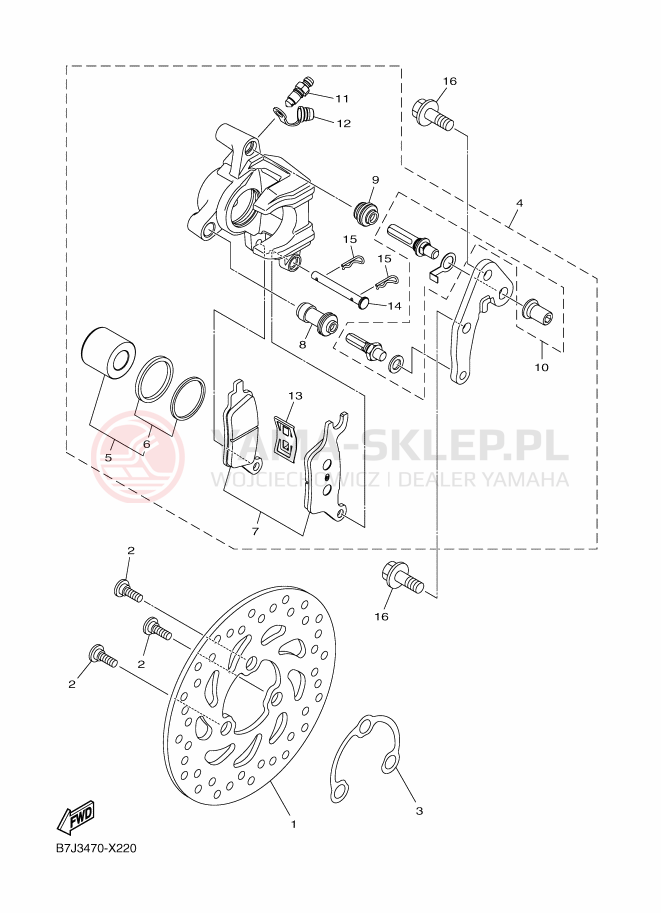 Schemat "Koło przód" do Yamaha RAYZR