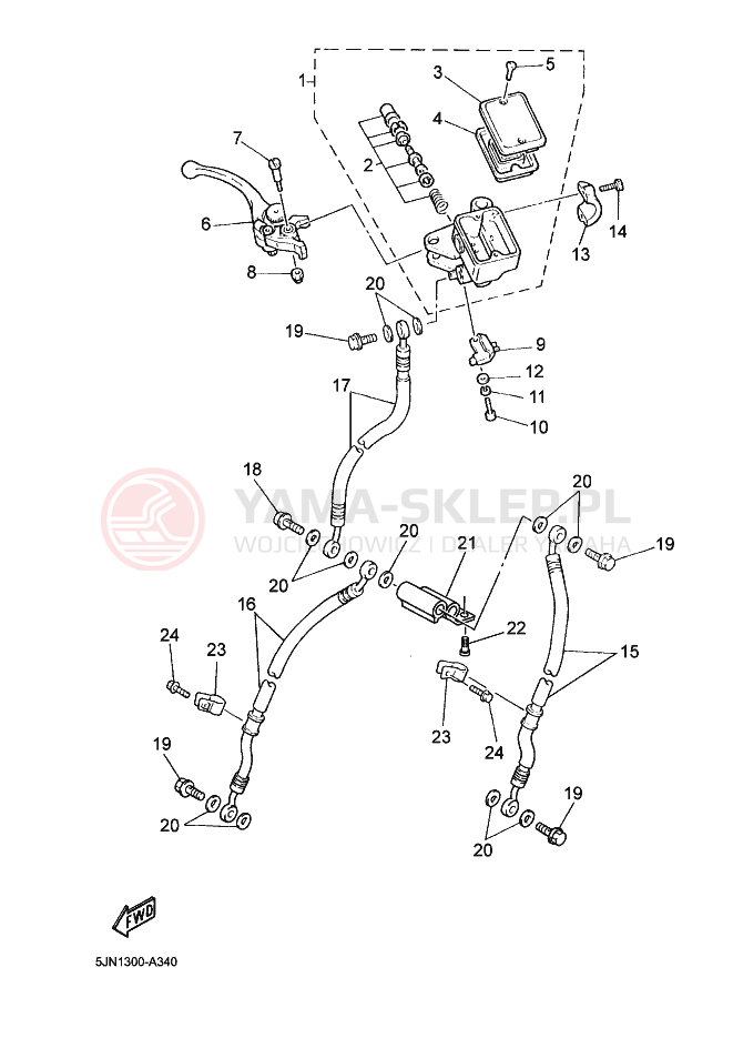 Schemat "Pompa hamulcowa przednia" do Yamaha BT1100