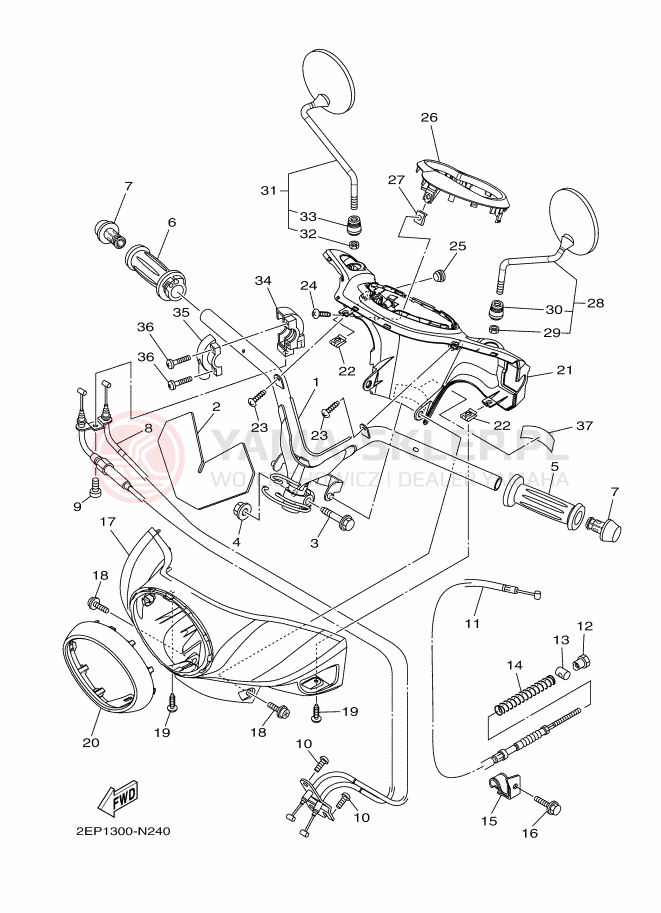 Schemat "Kierownica i osprzęt" do Yamaha DELIGHT