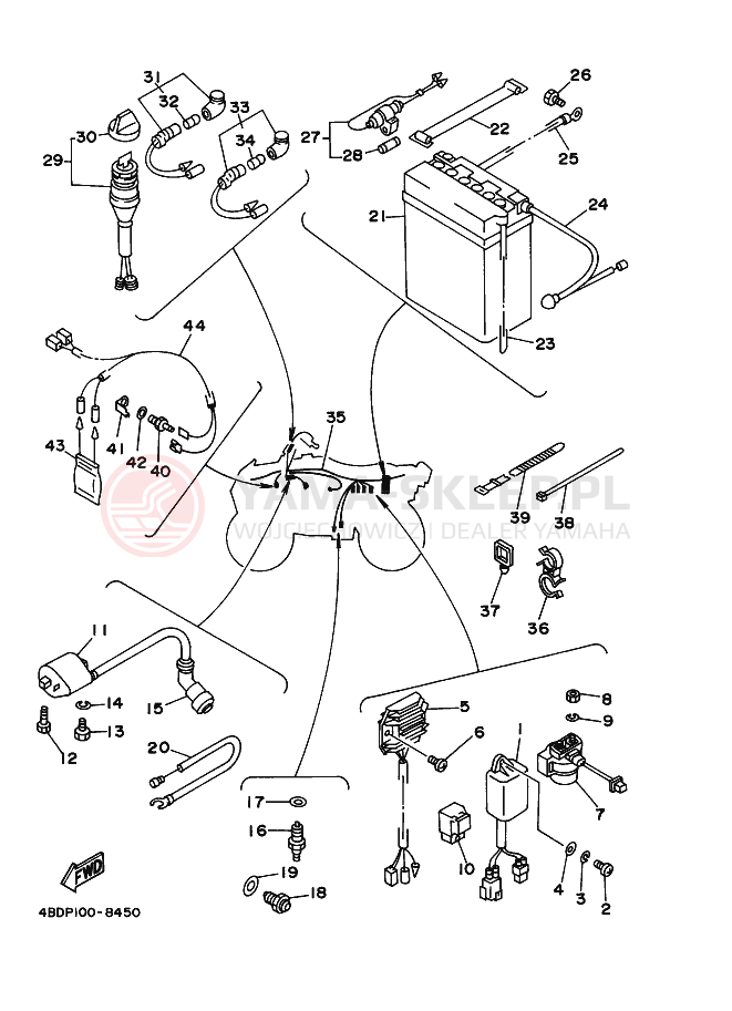 Schemat "układ elektryczny" do Yamaha YFB250