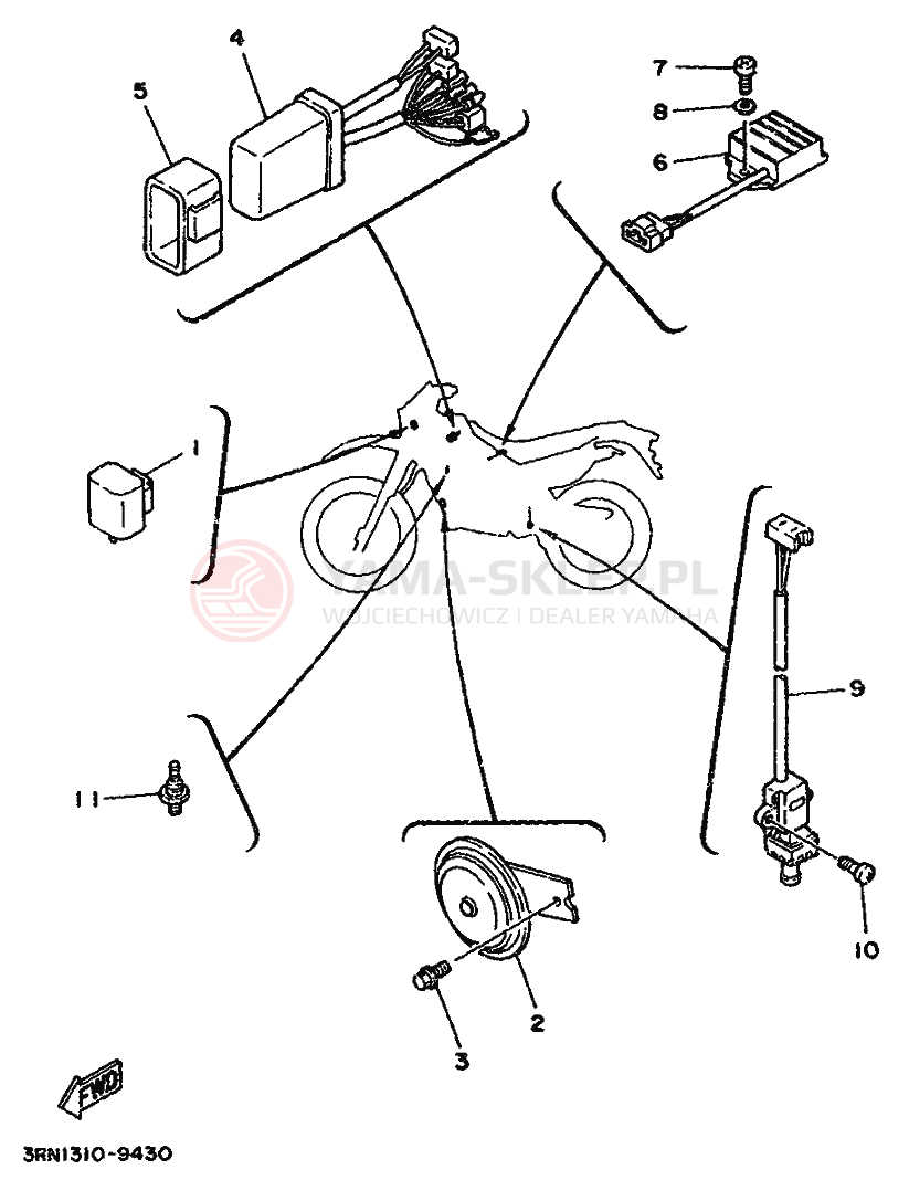 Schemat "układ elektryczny" do Yamaha DT125R
