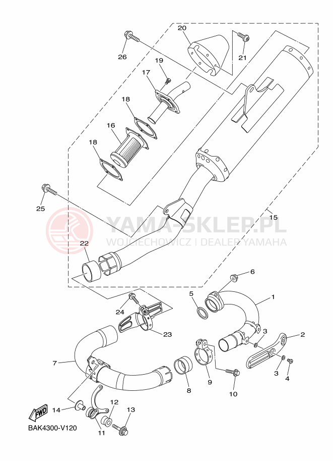 Schemat "Wydech końcowy" do Yamaha WR250F
