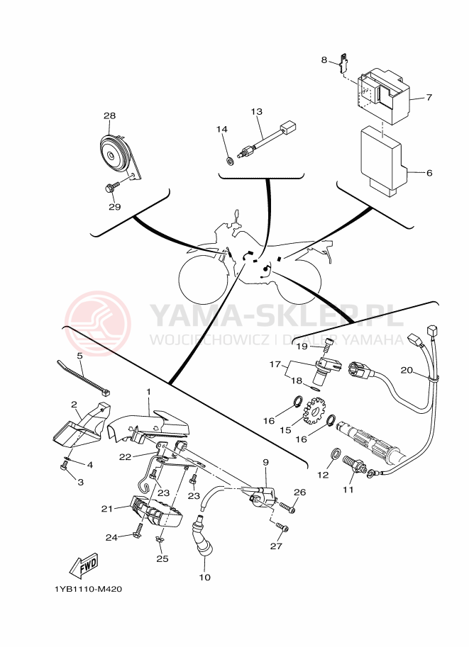 Schemat "układ elektryczny" do Yamaha XT250