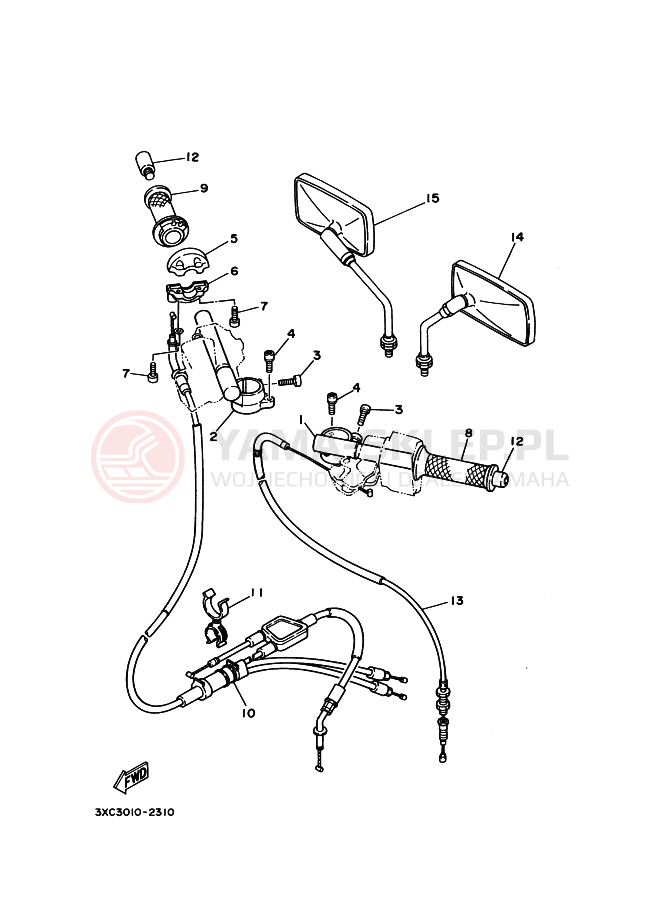 Schemat "Kierownica i osprzęt" do Yamaha R1-Z