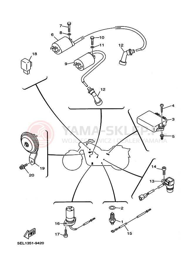 Schemat "układ elektryczny" do Yamaha XVS1100 DRAGSTAR 1100