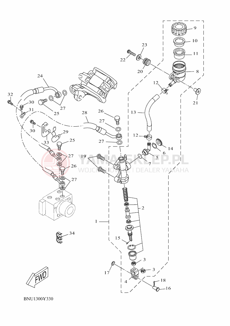 Schemat "Pompa hamulcowa tył" do Yamaha YZF-R125