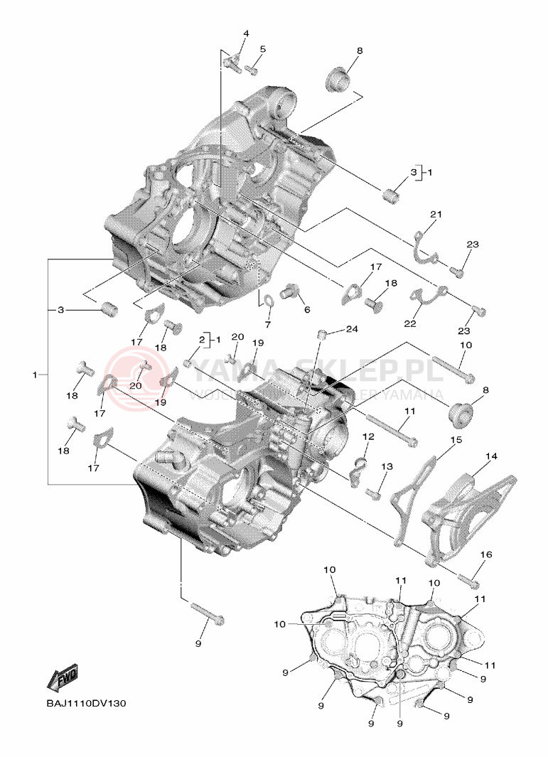 Schemat "Obudowa silnika" do Yamaha WR250F
