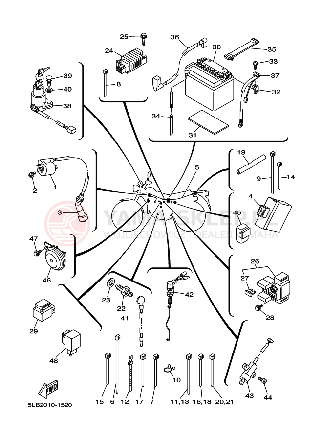 Schemat "układ elektryczny" do Yamaha TW200