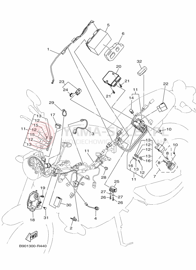 Schemat "układ elektryczny" do Yamaha XSR900