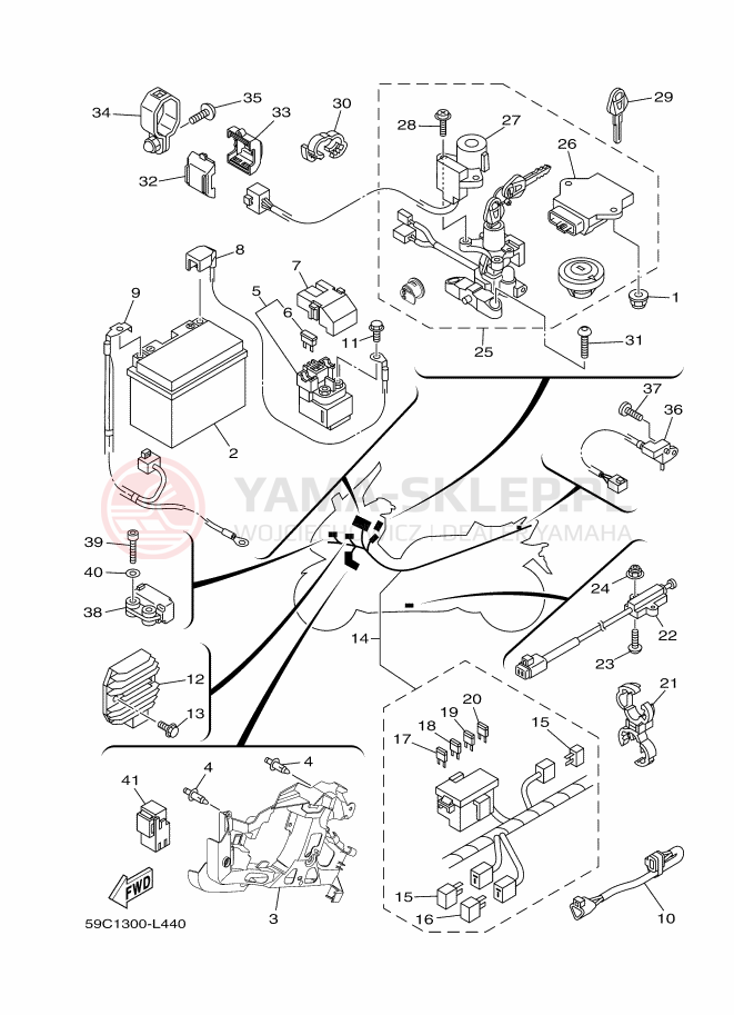 Schemat "układ elektryczny" do Yamaha XP500