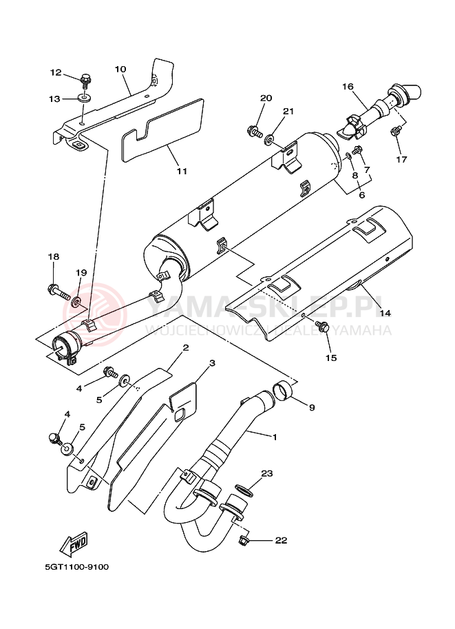 Schemat "Wydech końcowy" do Yamaha YFM600FWA
