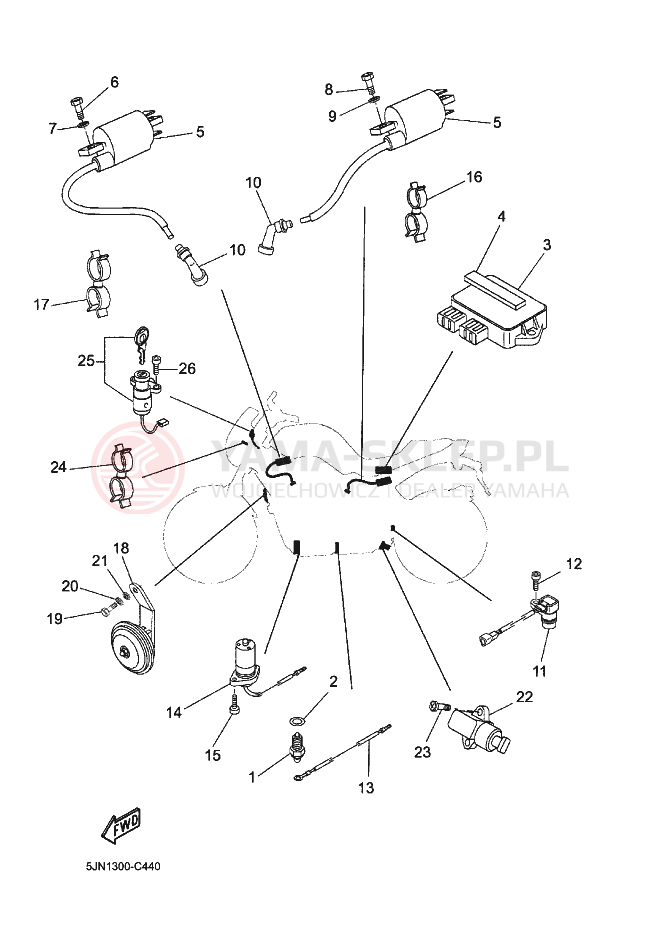 Schemat "układ elektryczny" do Yamaha BT1100