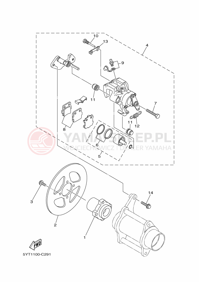 Schemat "Koło tył" do Yamaha YFM350S
