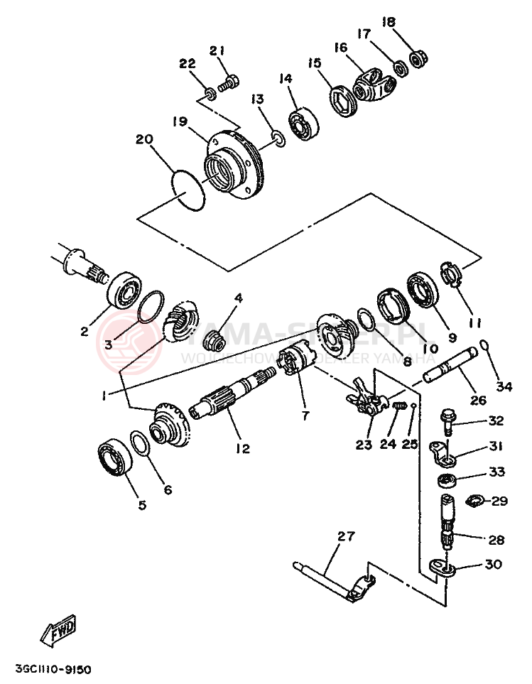 Schemat "PRZEKŁADNIA POŚREDNIA" do Yamaha MOTO 4 - 200 DX