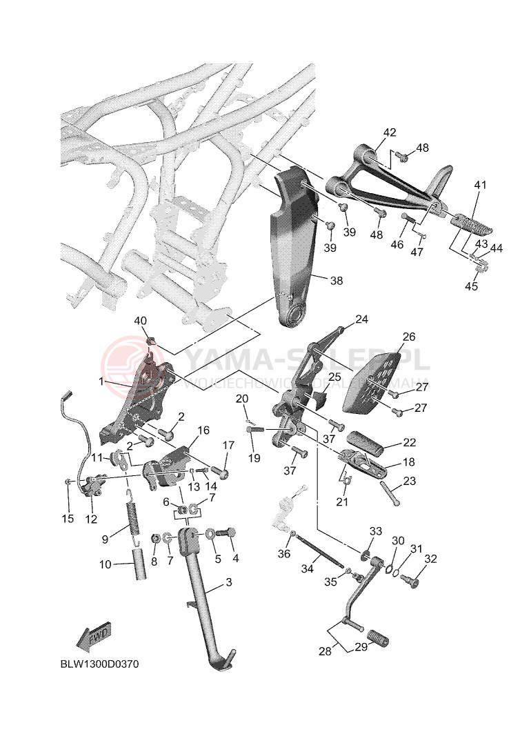 Schemat "Stopka postojowa i podnóżki" do Yamaha MT-07