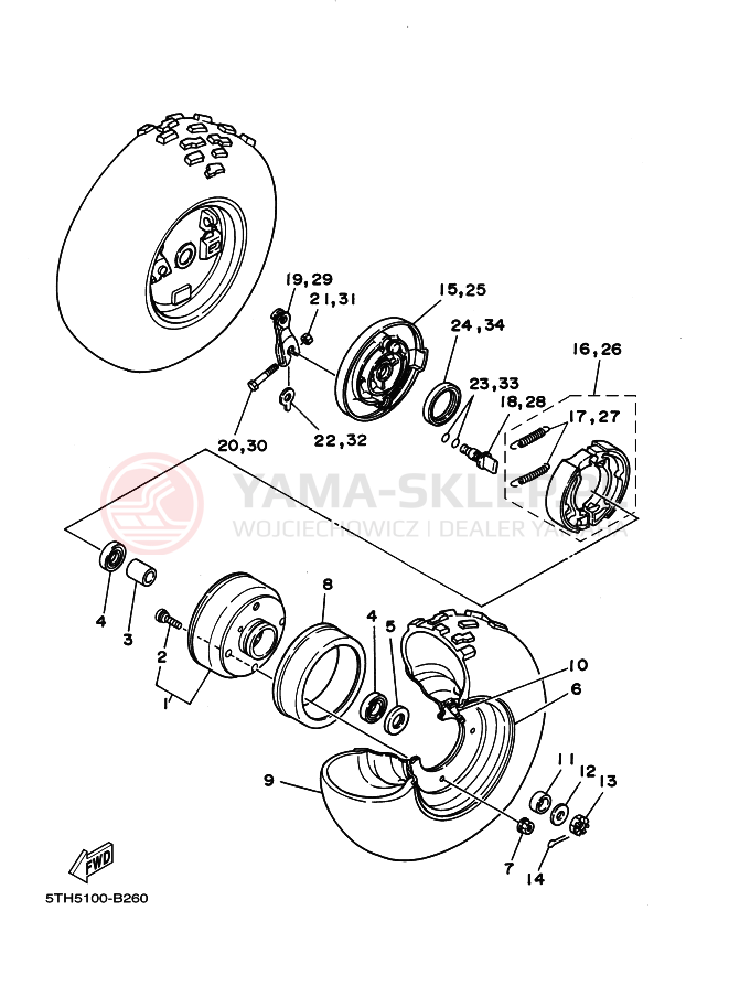 Schemat "Koło przód" do Yamaha YFM80