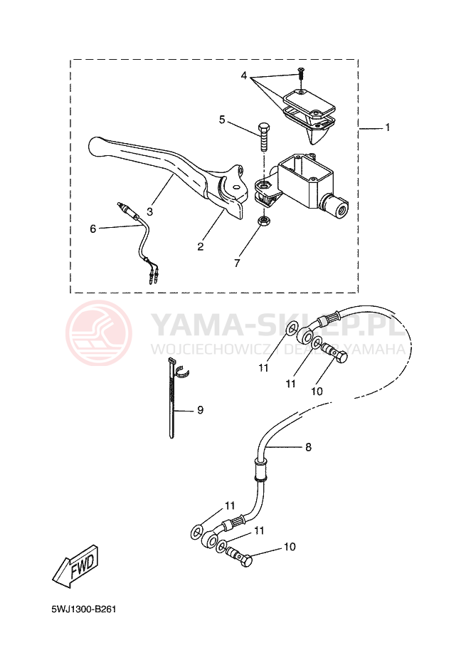 Schemat "Pompa hamulcowa przednia" do Yamaha AEROX