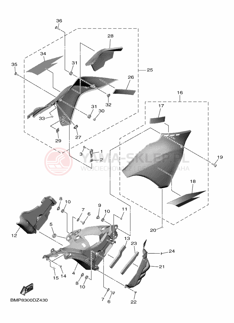 Schemat "POKRYWA SILNIKA 3" do Yamaha R1