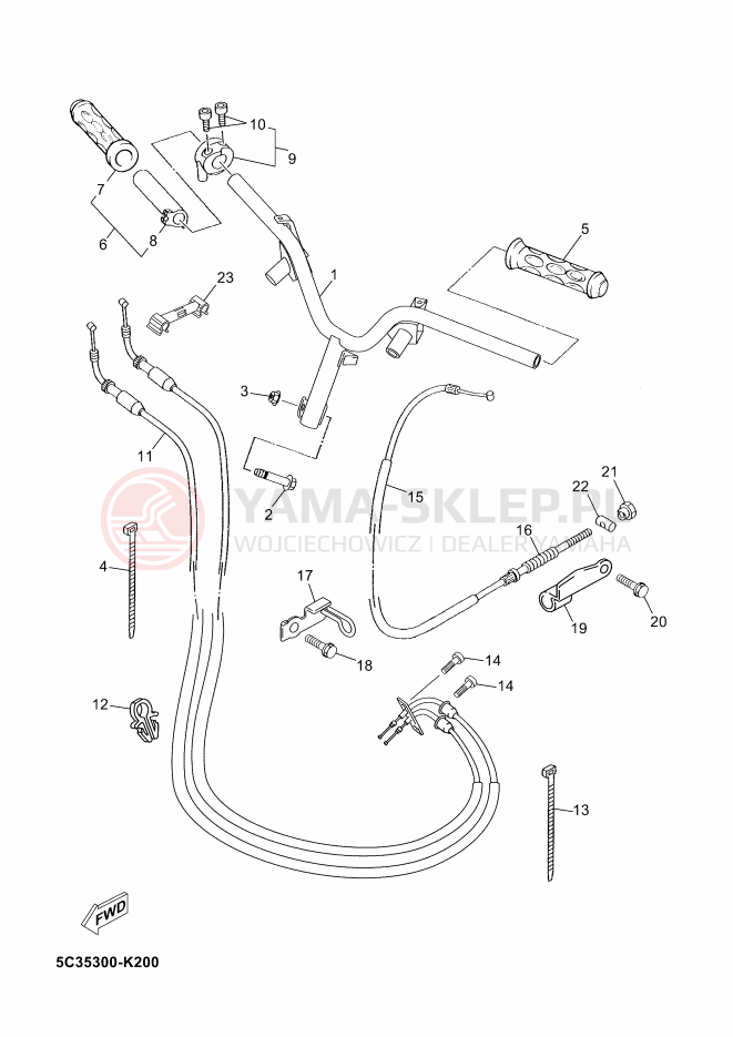 Schemat "Kierownica i osprzęt" do Yamaha NEOS 4