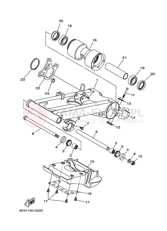 Schemat "wahacz" do Yamaha YFM250R