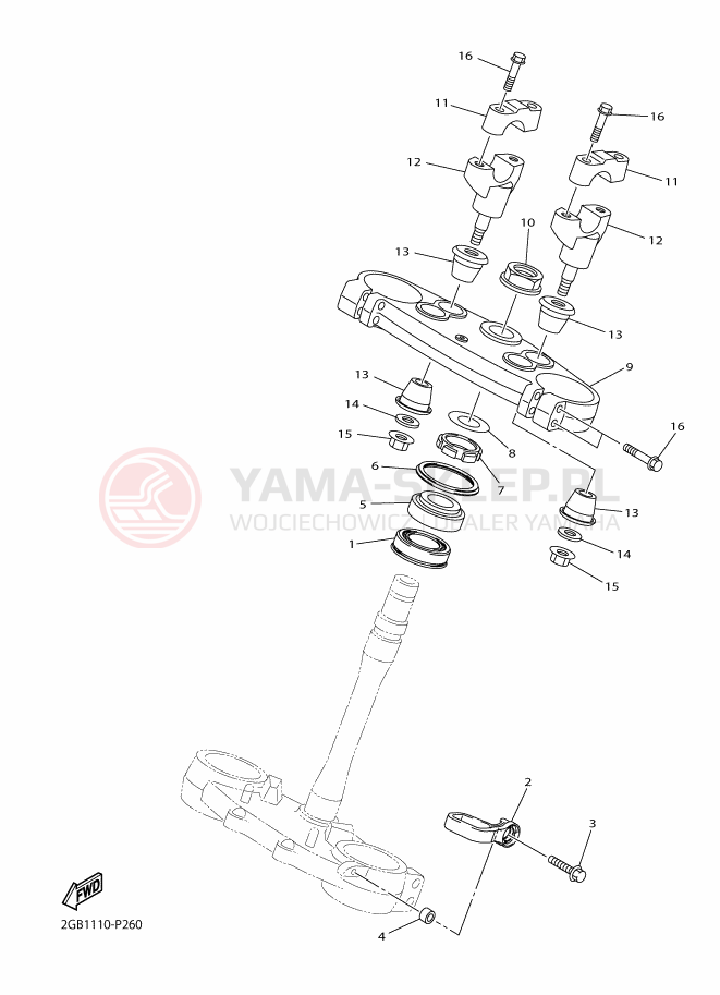 Schemat "Półki zawieszenia" do Yamaha WR450F