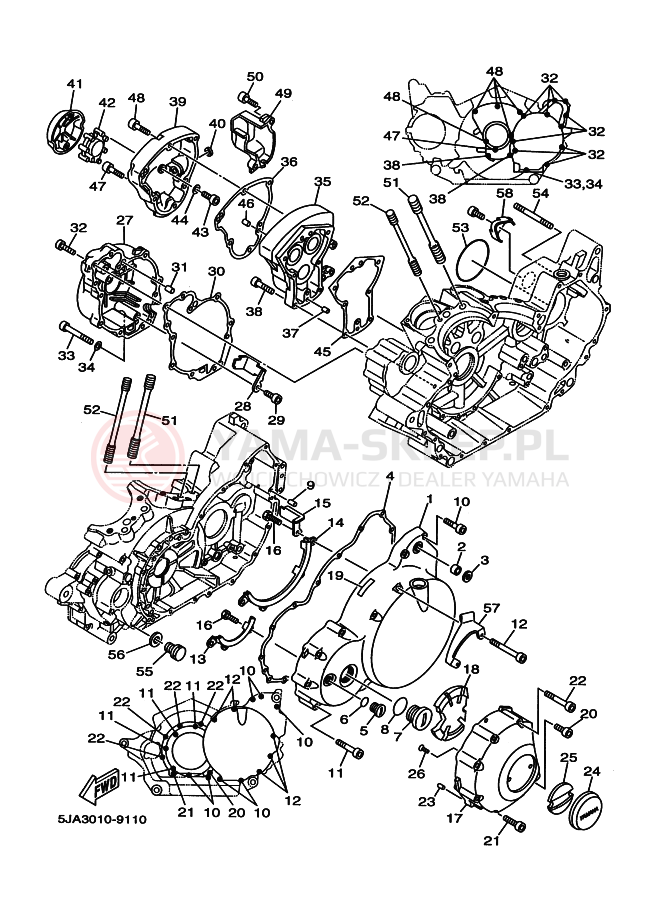 Schemat "Pokrywa silnika" do Yamaha XV1600 XV1600A