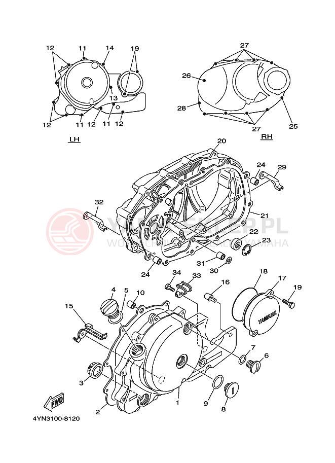 Schemat "Pokrywa silnika" do Yamaha XV535 VIRAGO