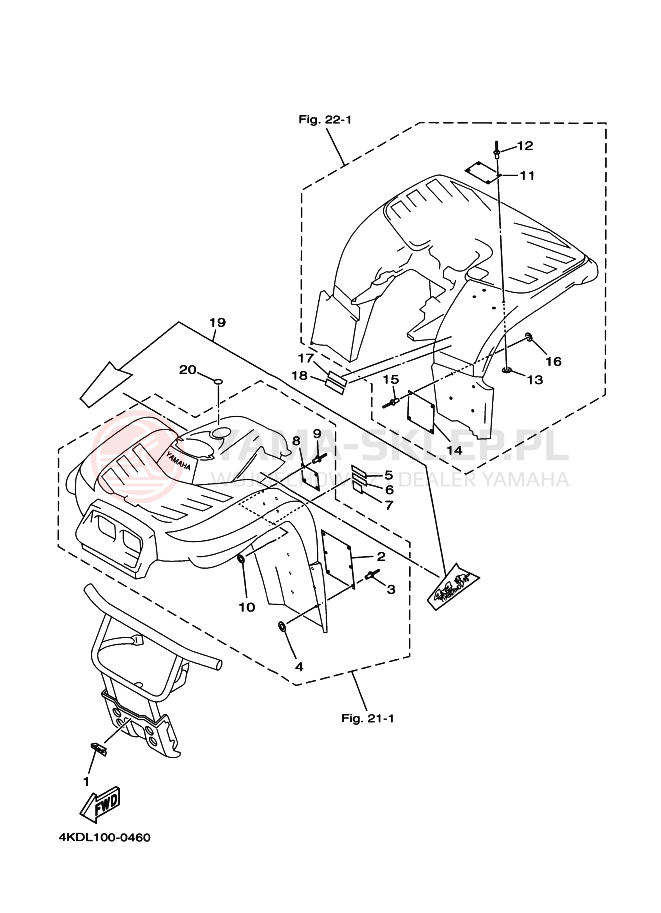 Schemat "naklejki" do Yamaha YFB250FW