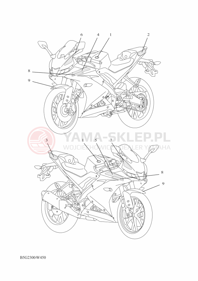 Schemat "naklejki" do Yamaha YZF-R125