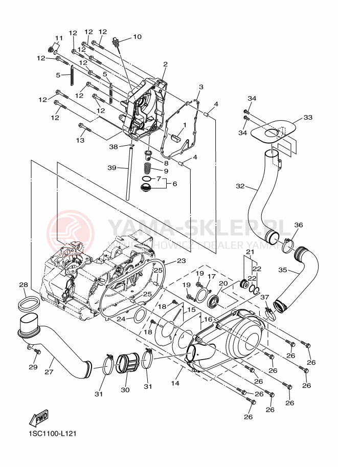Schemat "Pokrywa silnika" do Yamaha YFM300