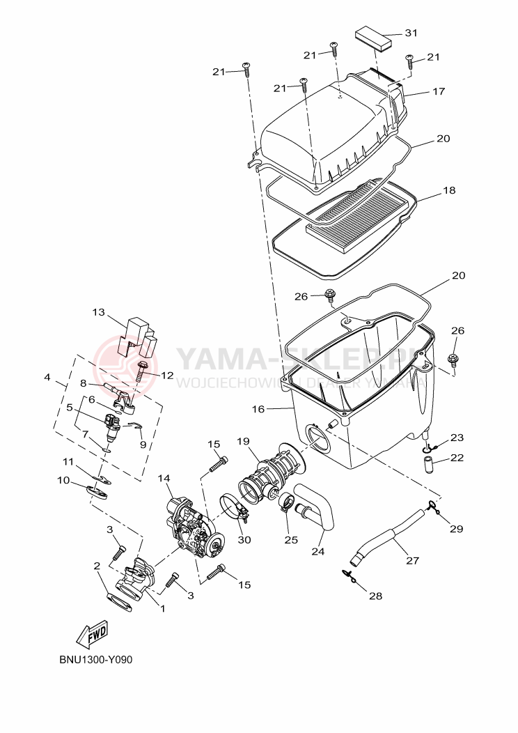 Schemat "Wtrysk paliwa" do Yamaha YZF-R125