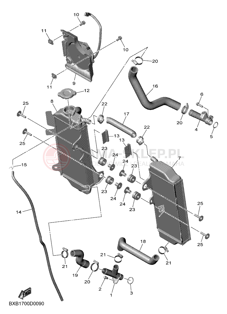 Schemat "Układ chlodzenia" do Yamaha WR250F