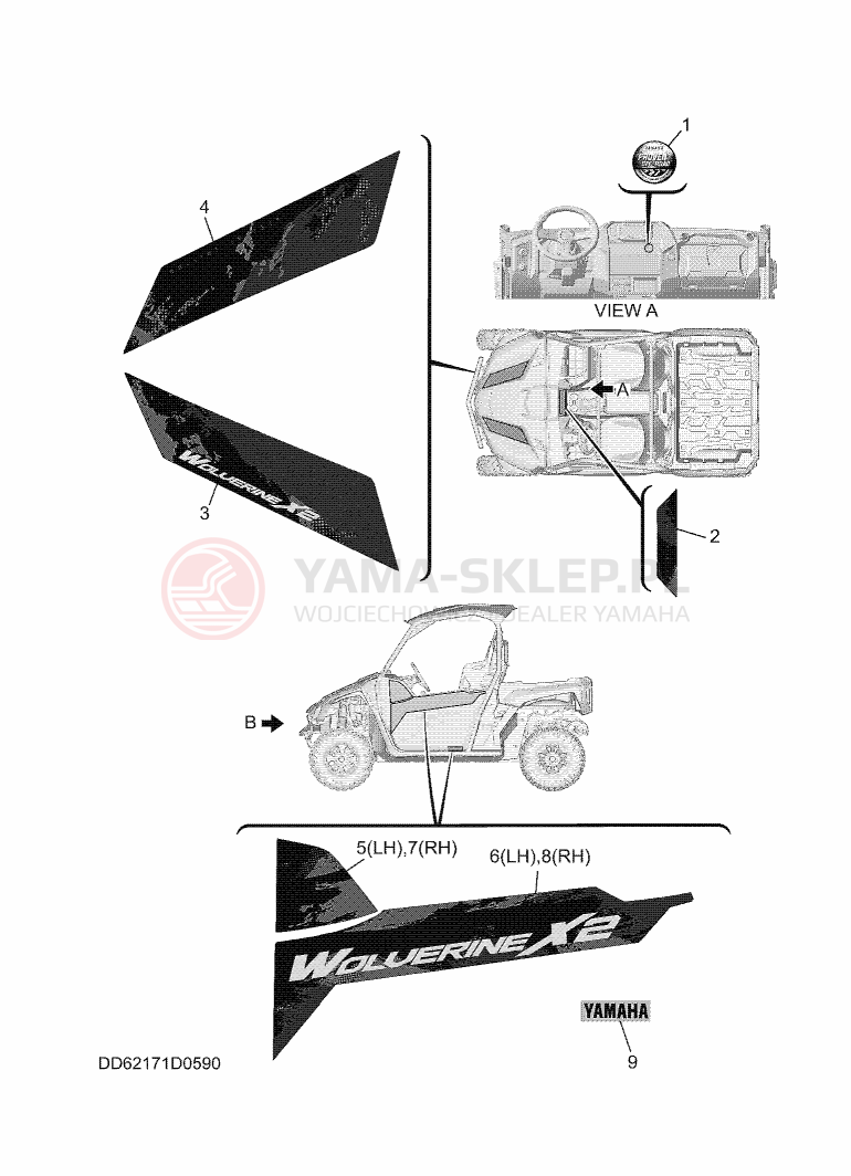 Schemat "Naklejki" do Yamaha WOLVERINE X2 850 SE