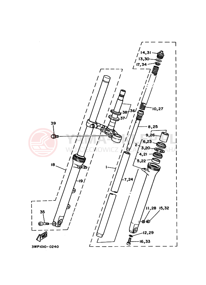 Schemat "Amortyzatory przód" do Yamaha SRX250