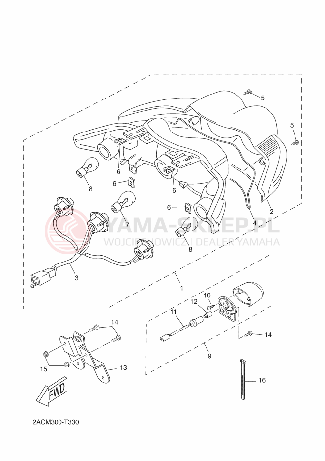 Schemat "Oświetlenie tył" do Yamaha NEOS 4