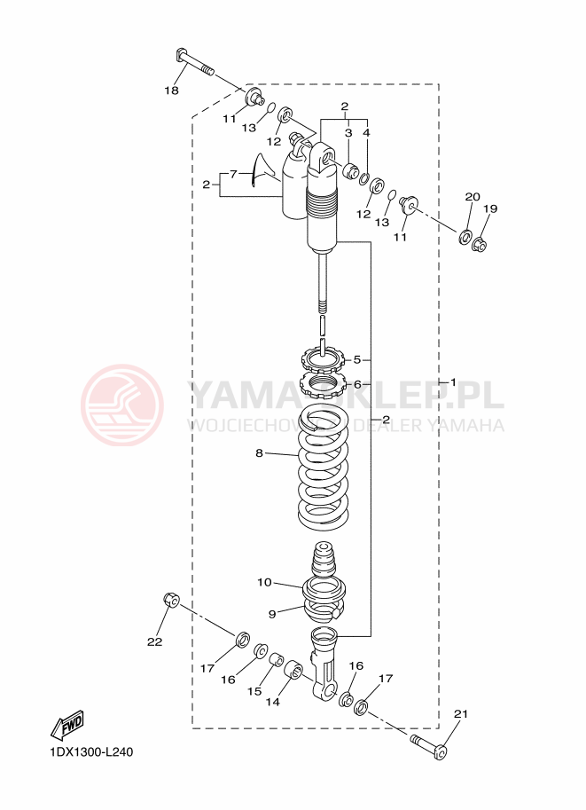 Schemat "zawieszenie tył" do Yamaha WR450F
