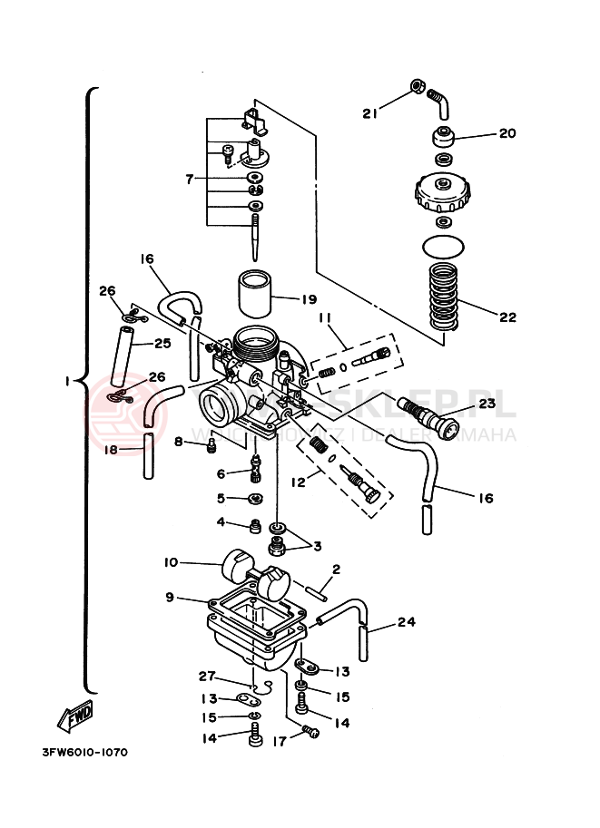 Schemat "Gaźnik" do Yamaha DT125R