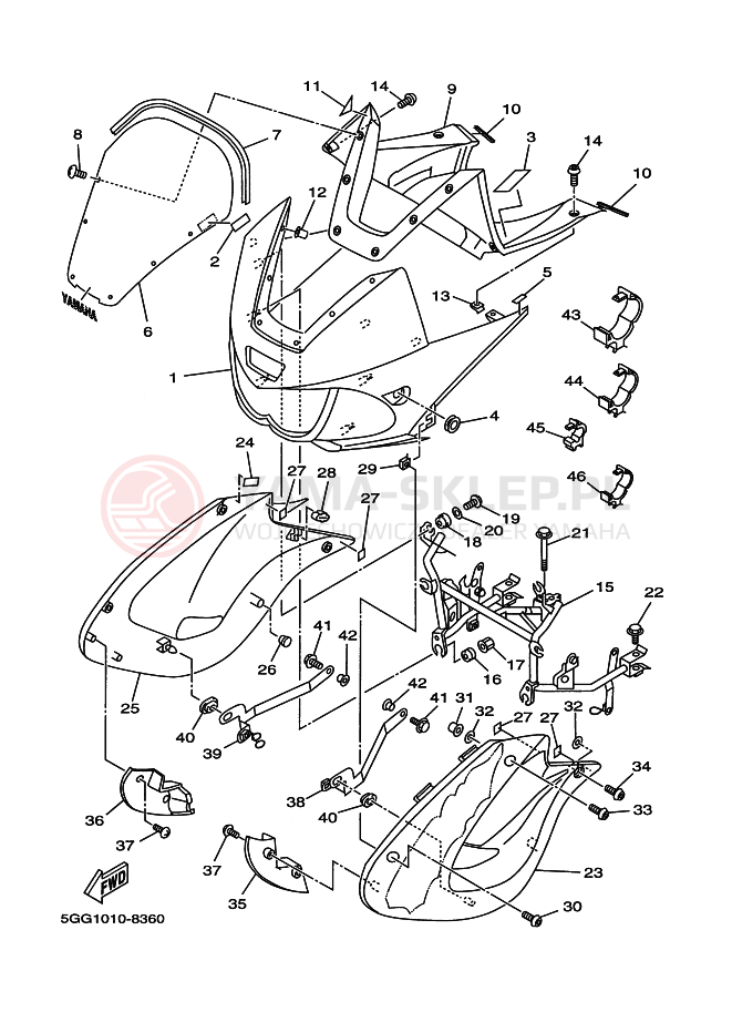 Schemat "elementy nadwozia" do Yamaha TDM850