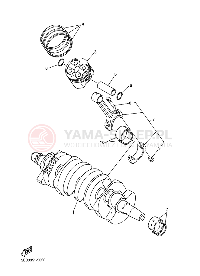 Schemat "Wał korbowy, tłok" do Yamaha YZF-R6