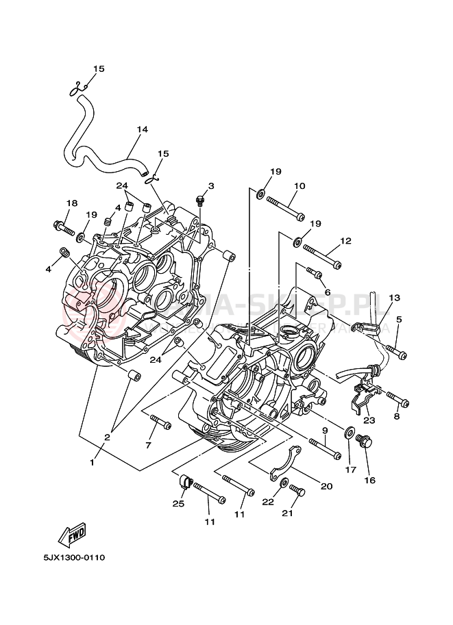 Schemat "Obudowa silnika" do Yamaha XVS125 DRAGSTAR