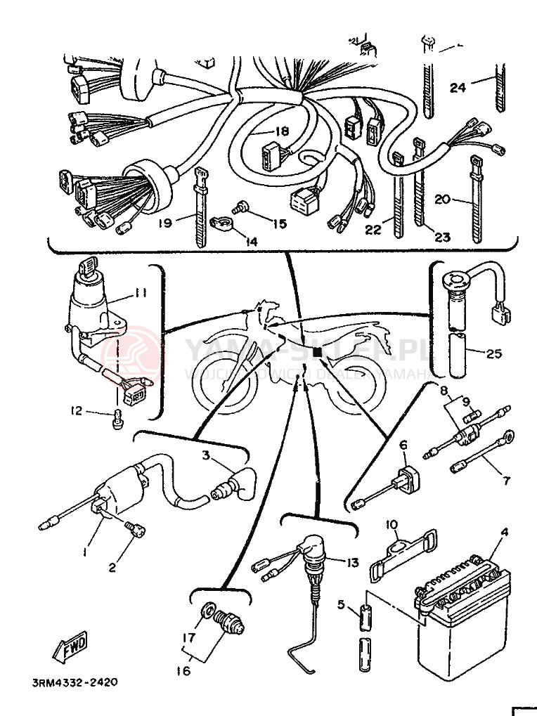 Schemat "układ elektryczny" do Yamaha DT125R