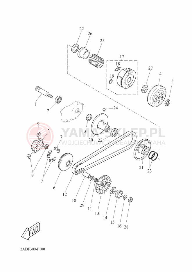 Schemat "sprzęgło" do Yamaha JOG R