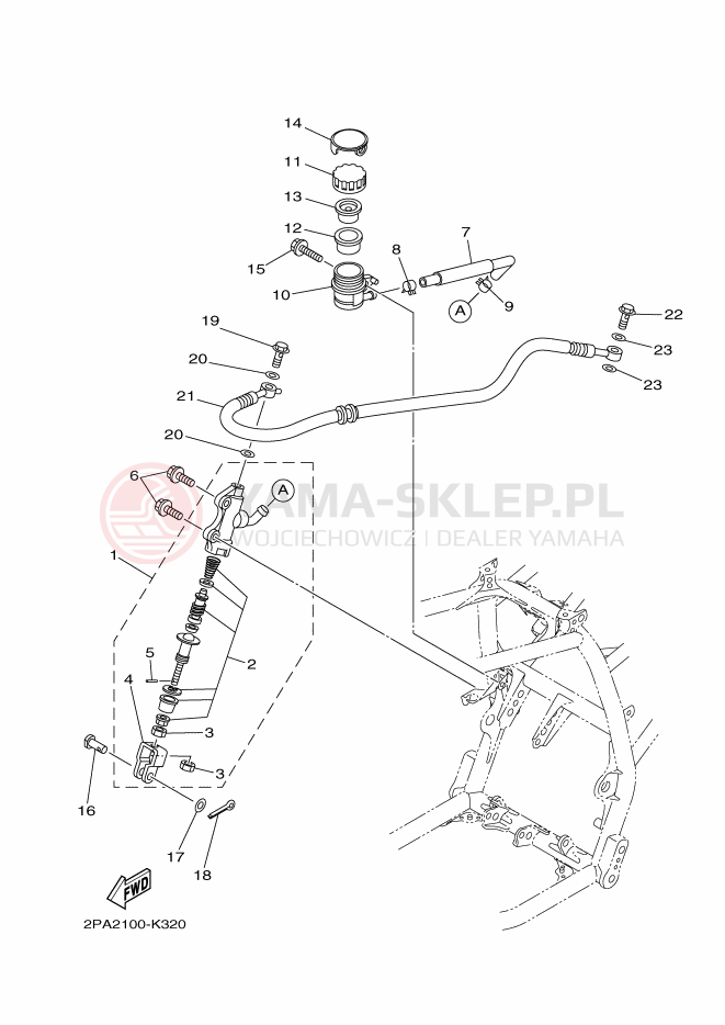 Schemat "Pompa hamulcowa tył" do Yamaha RAPTOR 125