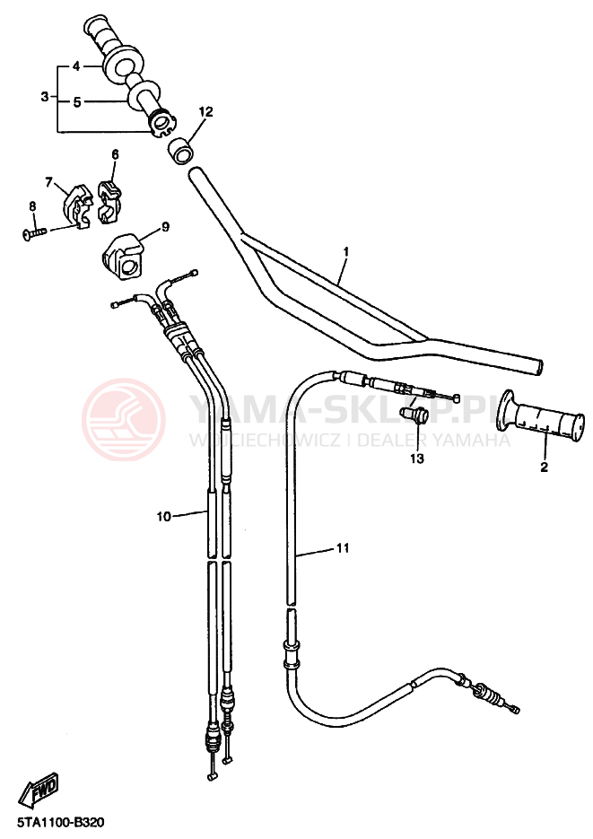 Schemat "Kierownica i osprzęt" do Yamaha YZ450F