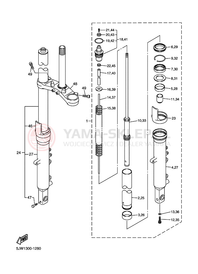 Schemat "Amortyzatory przód" do Yamaha FJR1300