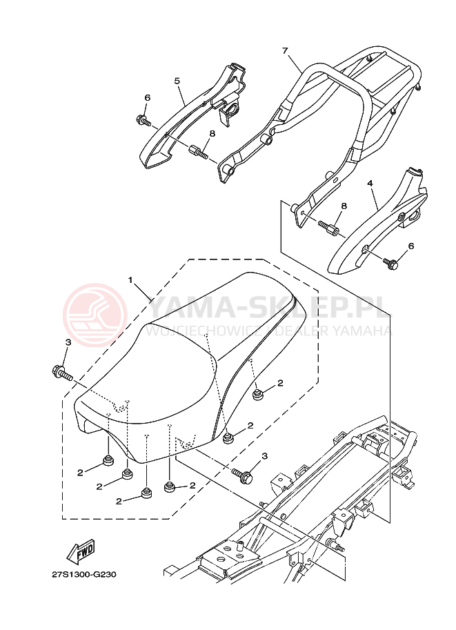 Schemat "siedzenie" do Yamaha YBR125