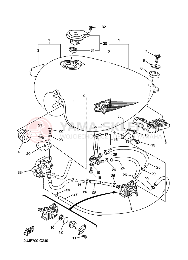 Schemat "zbiornik paliwa" do Yamaha XV250 XV250S VIRAGO