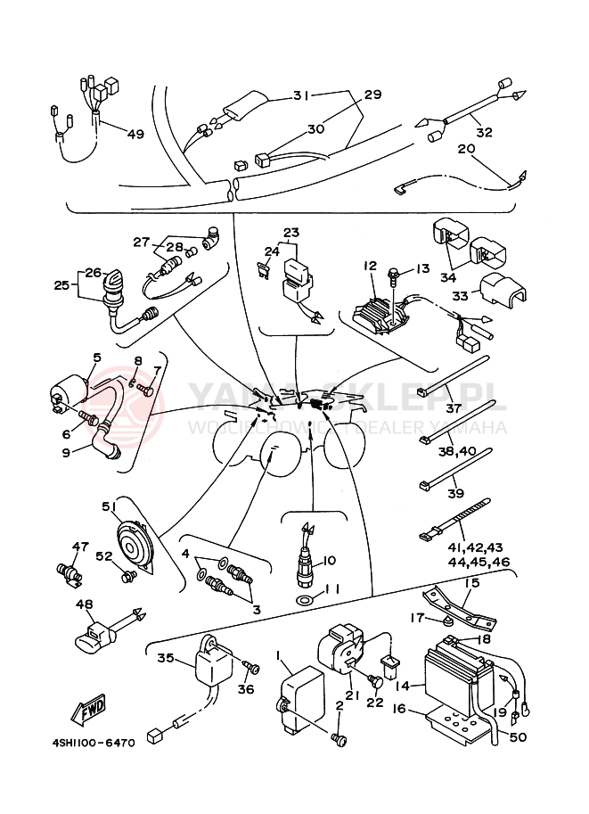 Schemat "układ elektryczny" do Yamaha YFM400FW