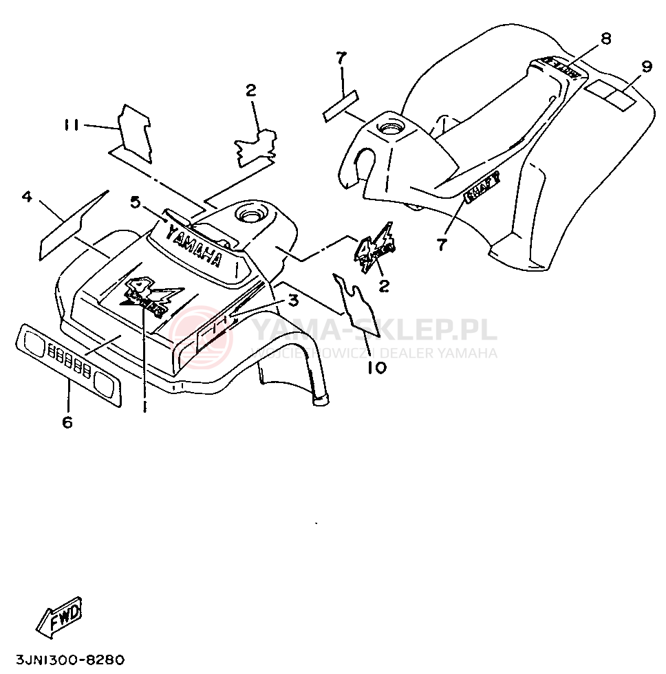 Schemat "naklejki" do Yamaha YF60